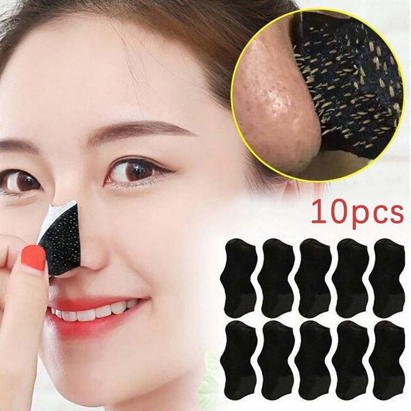 Black Face Mask Pack - 10 Stück Unisex Mitesser-Entfernungsmaske Abziehbare Nasenstreifen